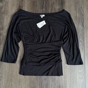 Vintage FROX 3/4 Sleeve Rouged Slimming Blouse Size Small NWT